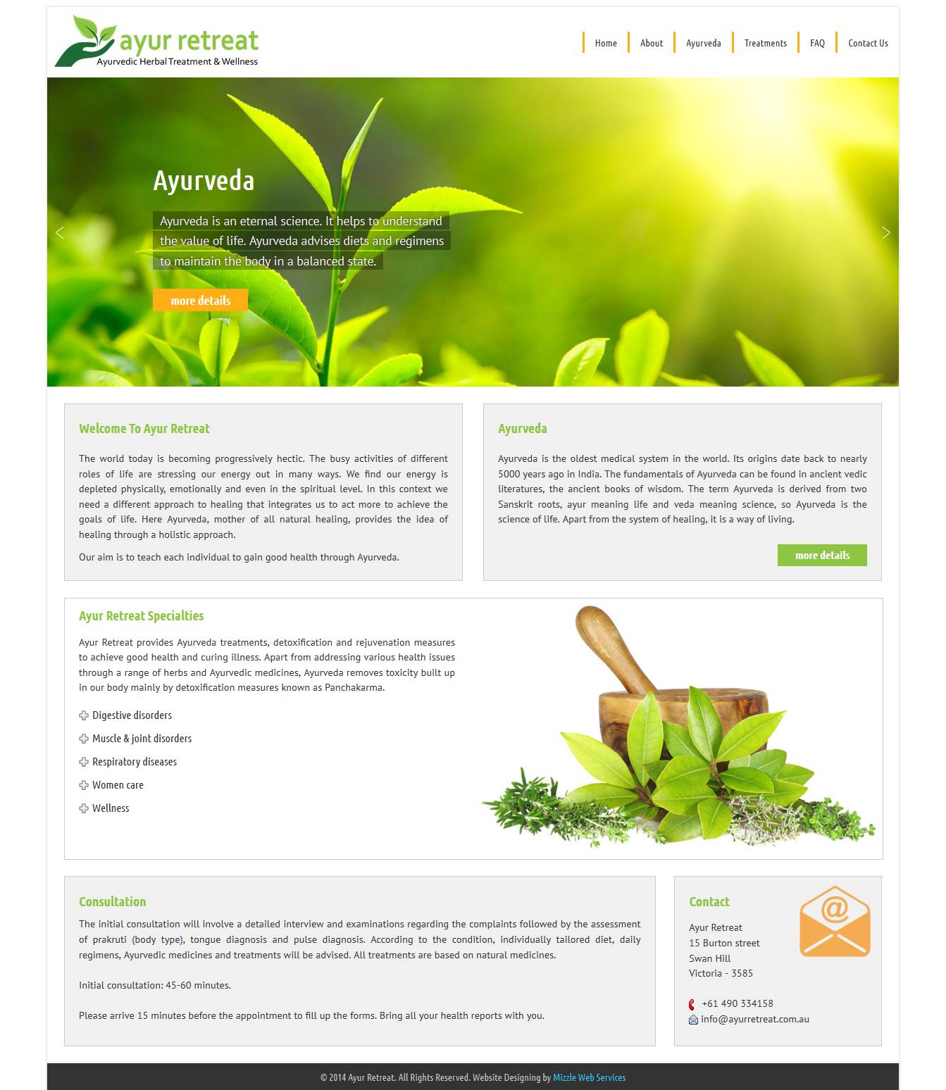 Portfolio Website Ayur Retreat